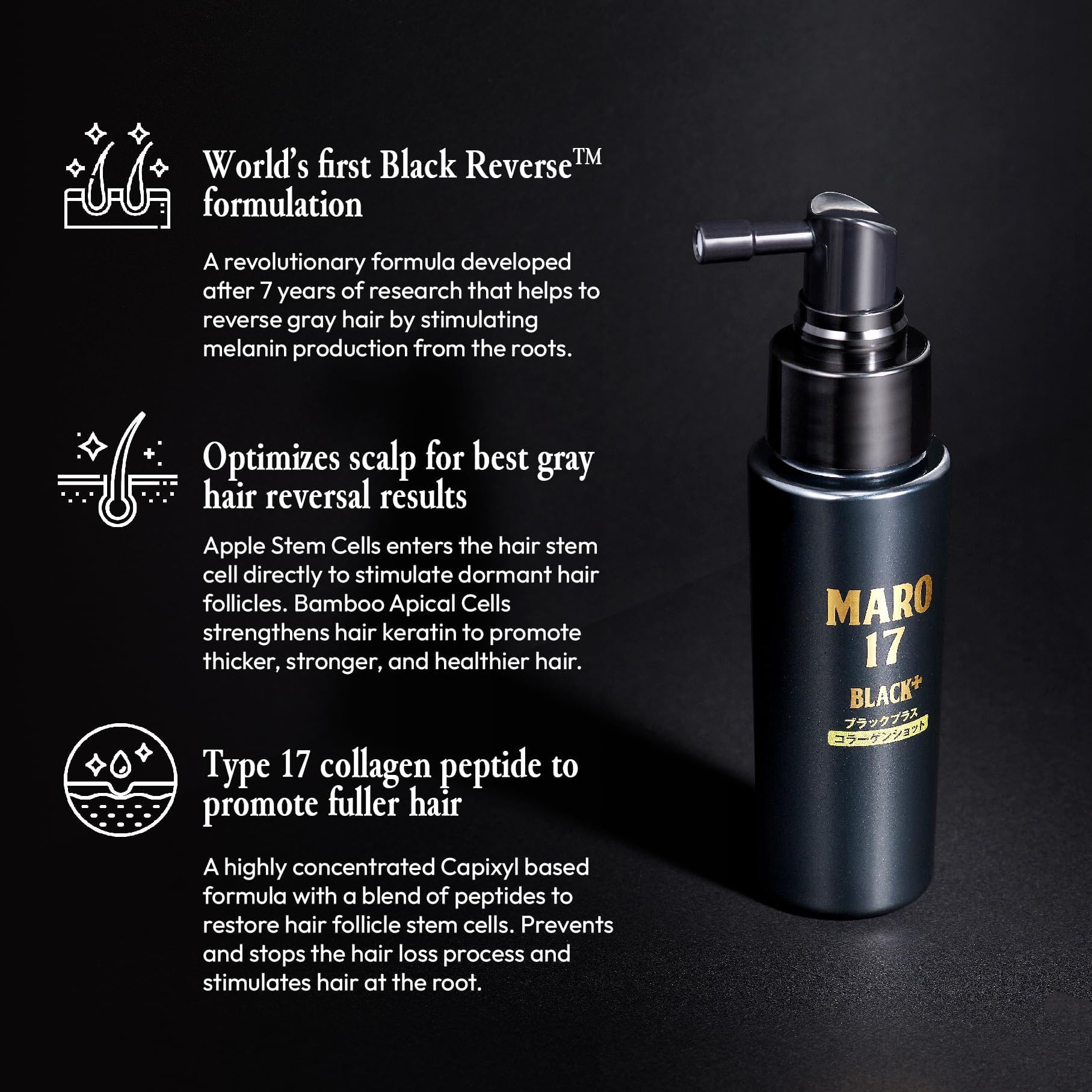 Maro17 Black Plus Collagen Shot, Hair and Scalp Treatment from Japan